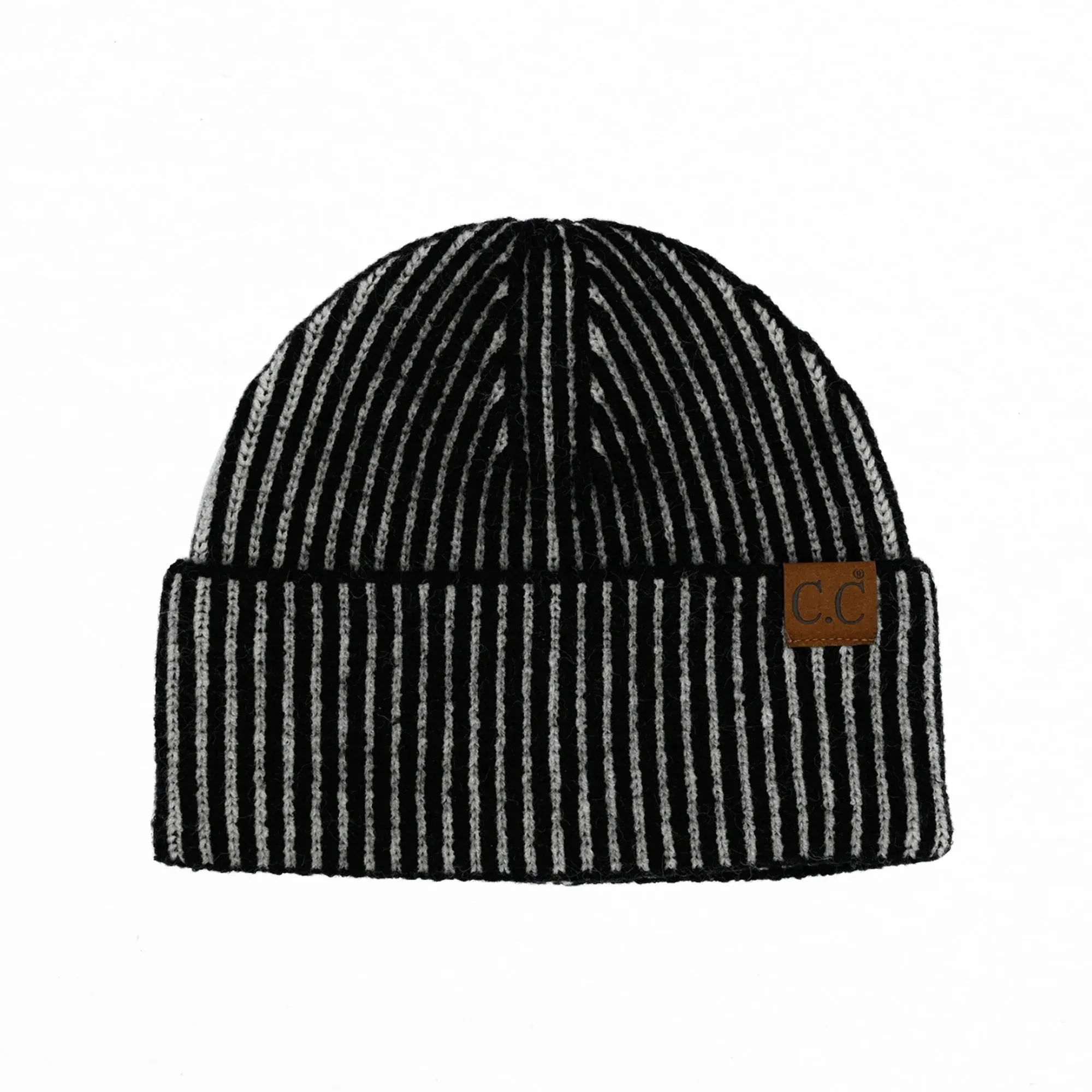 Melanie CC Ribbed Two Tone Beanie, Black