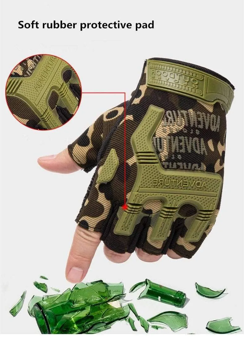 Men Outdoor Short Fingerless Gloves Soft Rubber Protective Pad Sports Army Military Tactical Airsoft Shooting Hunting