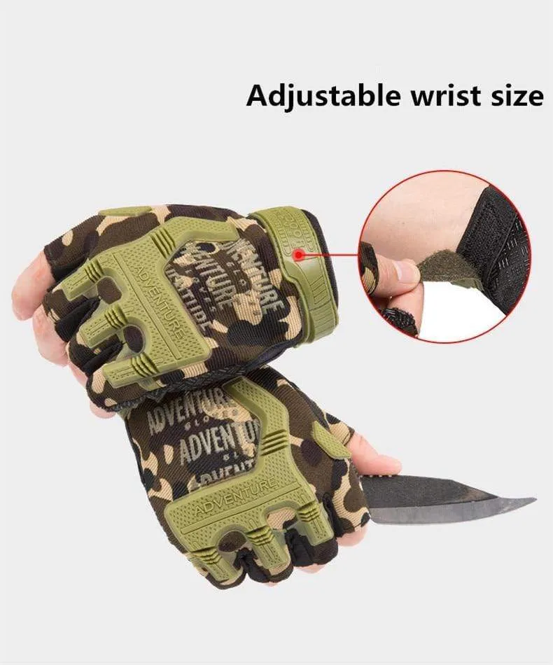 Men Outdoor Short Fingerless Gloves Soft Rubber Protective Pad Sports Army Military Tactical Airsoft Shooting Hunting