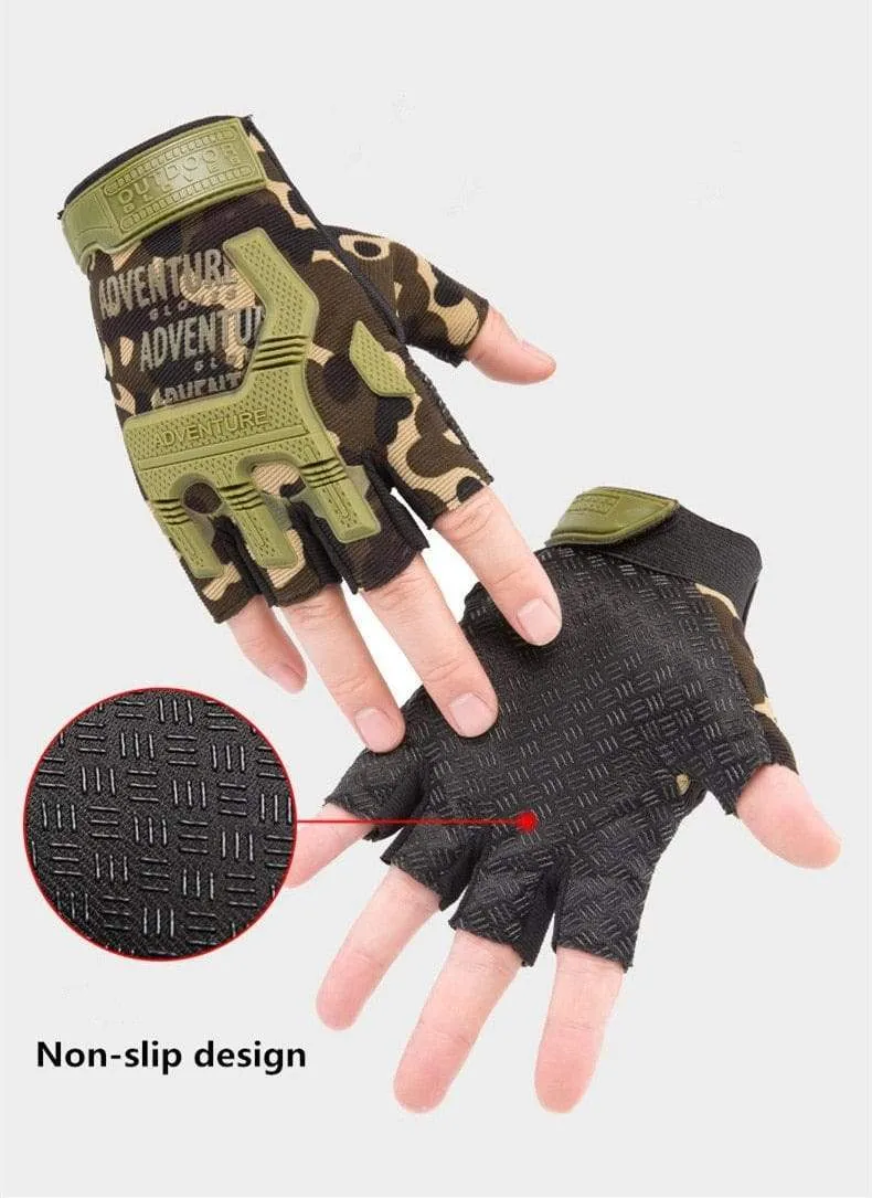 Men Outdoor Short Fingerless Gloves Soft Rubber Protective Pad Sports Army Military Tactical Airsoft Shooting Hunting