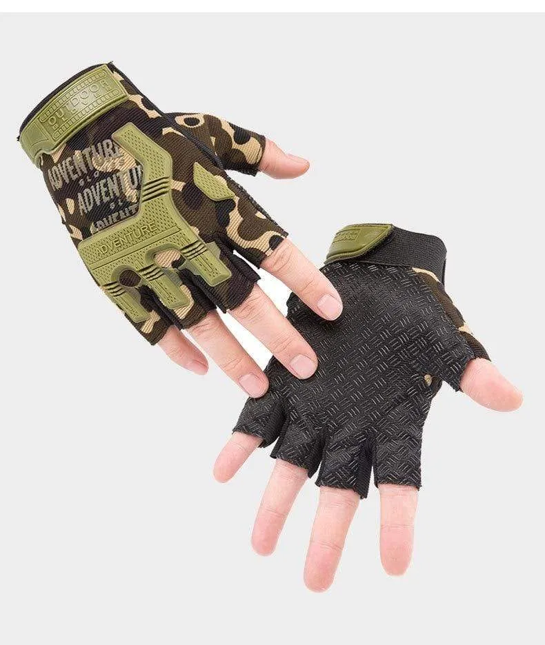 Men Outdoor Short Fingerless Gloves Soft Rubber Protective Pad Sports Army Military Tactical Airsoft Shooting Hunting