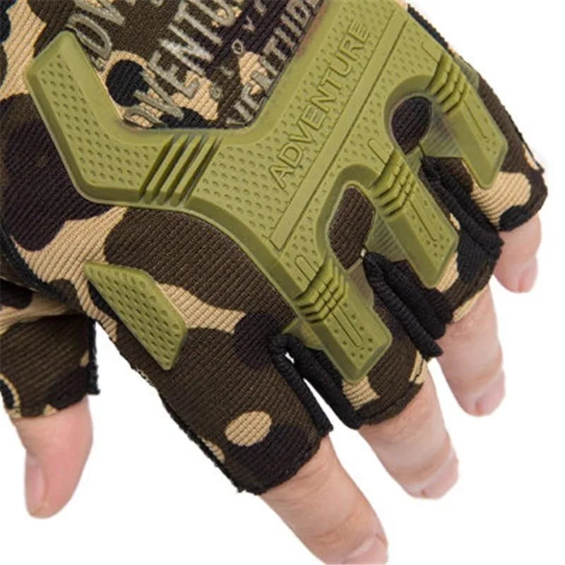 Men Outdoor Short Fingerless Gloves Soft Rubber Protective Pad Sports Army Military Tactical Airsoft Shooting Hunting