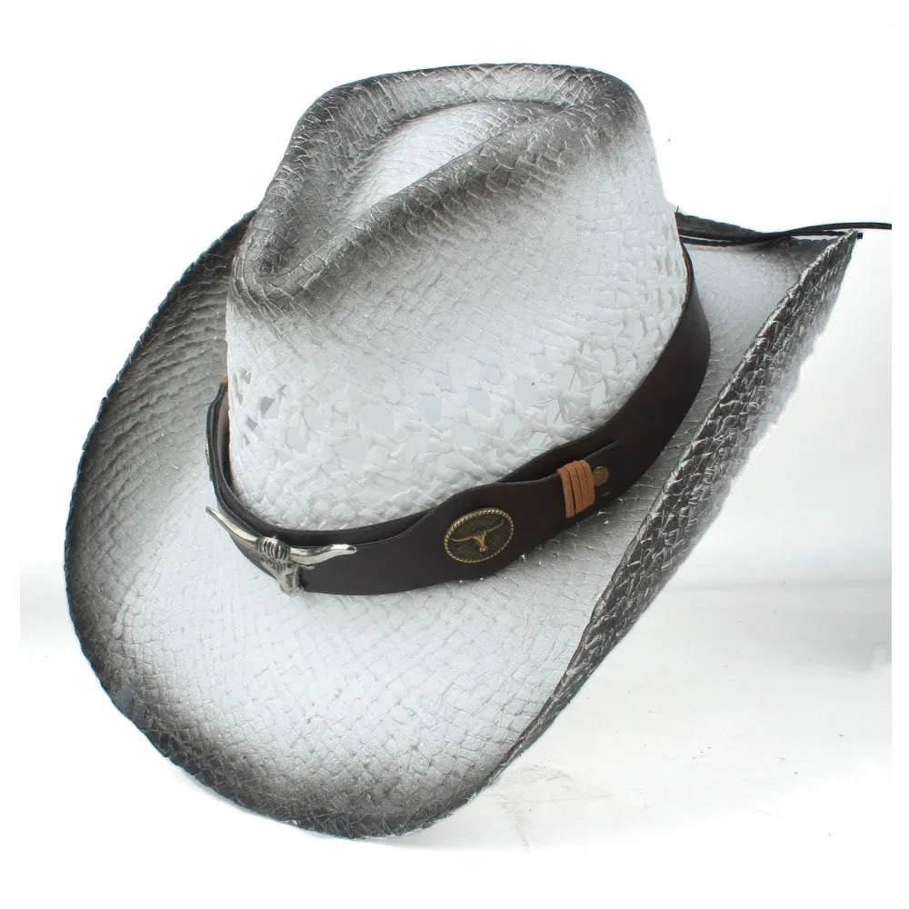 Men Women Straw Western Cowboy Hat Summer Wide Brim Hat Outdoor Sombrero Hombre Cowgirl Hat