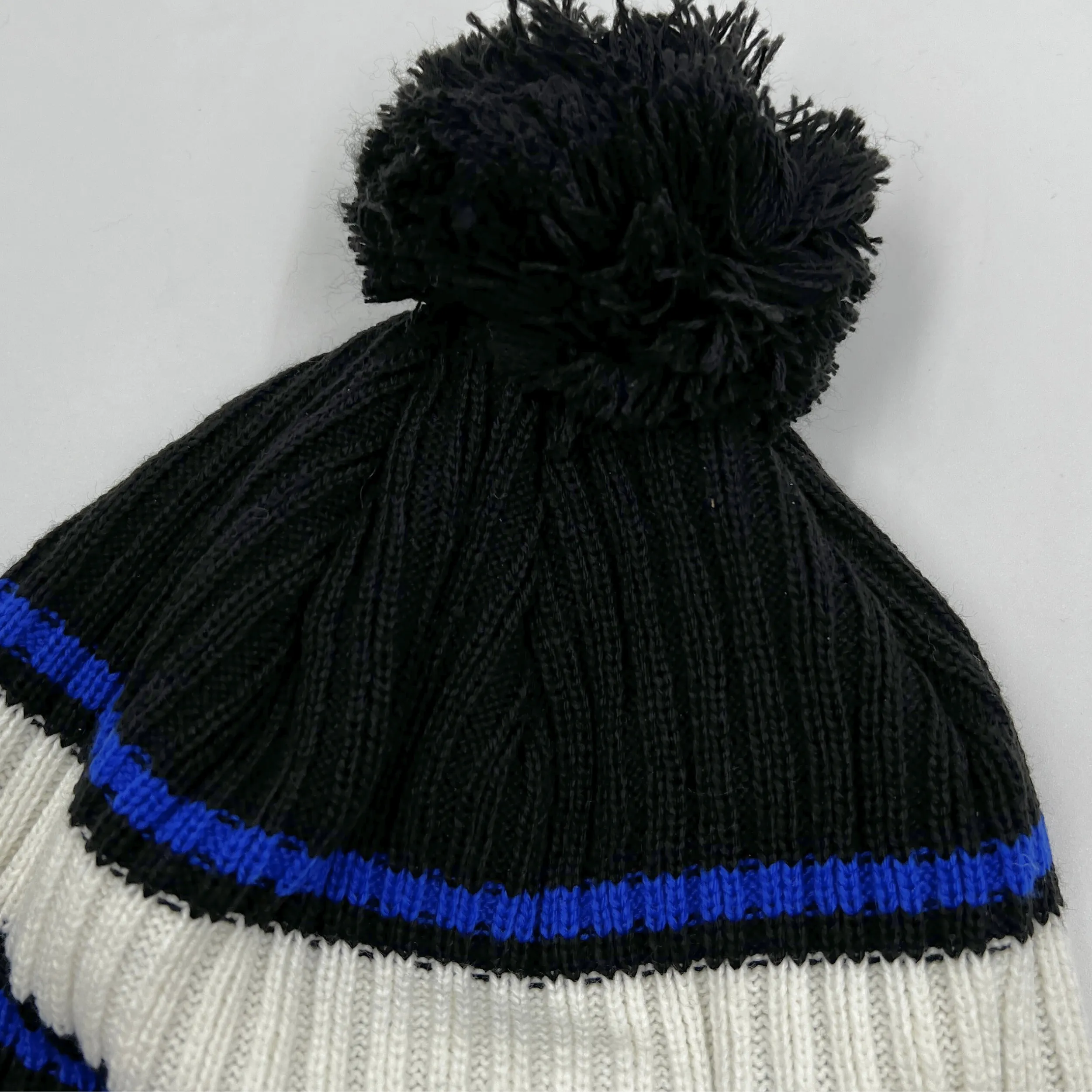 New Era Buffalo Bills Black With White & Royal Stripe Winter Knit Hat