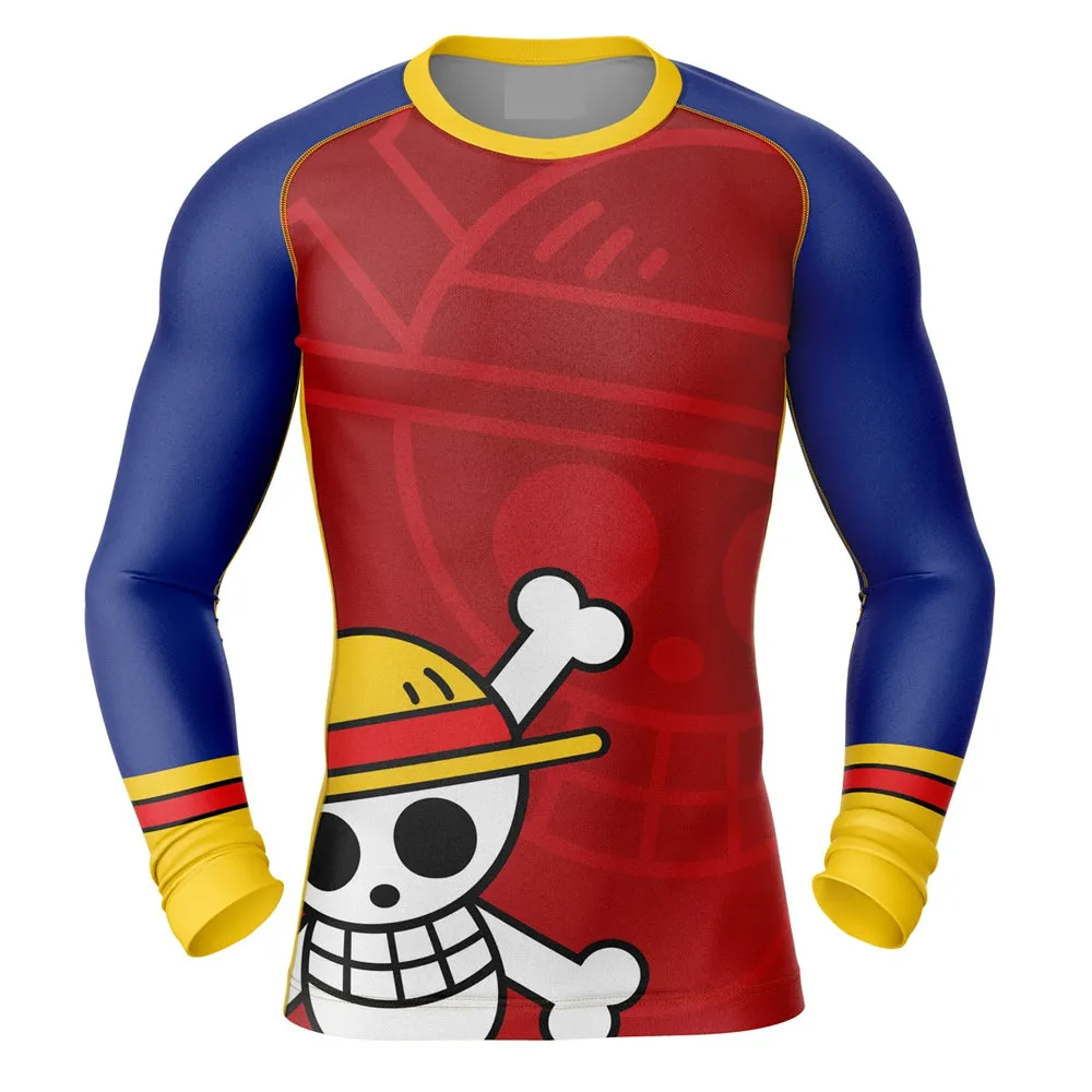 One Piece 'Straw Hat Logo' Long Sleeve Compression Rashguard