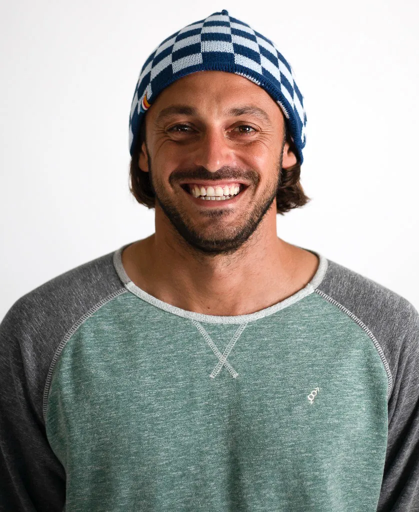 Organic Cotton Beanie | Swell Check Blue