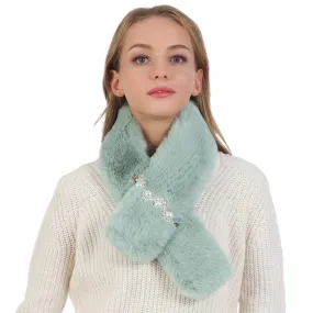 Pearl Flower Faux Fur Pull Through Scarf