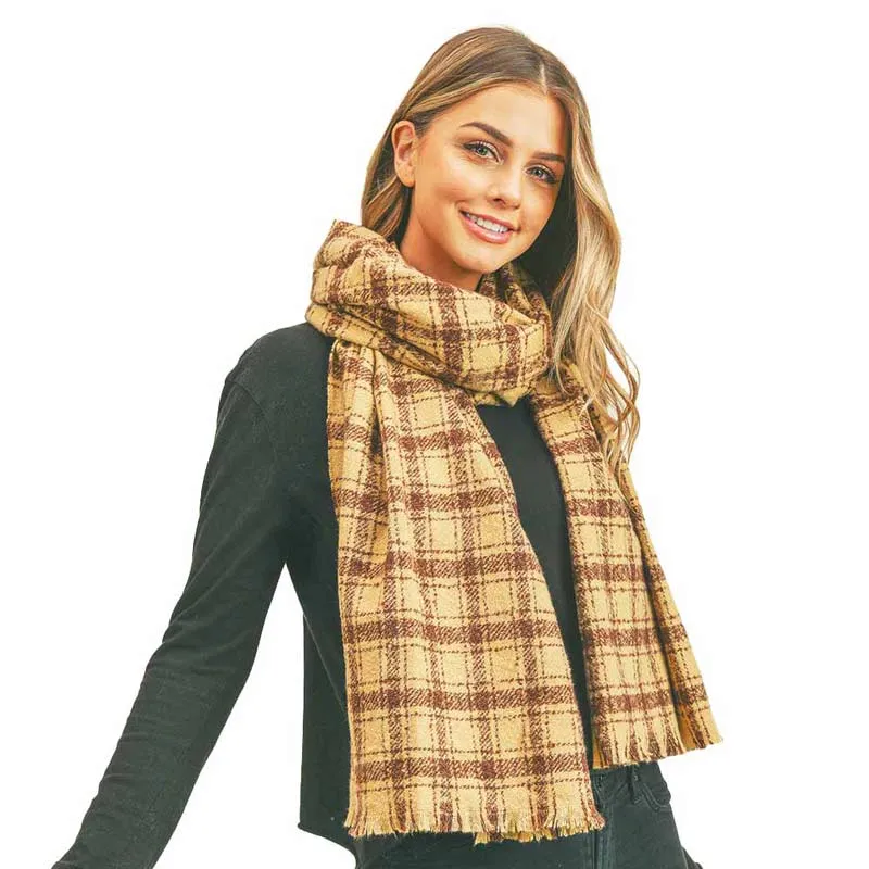 Plaid Check Lurex Oblong Scarf