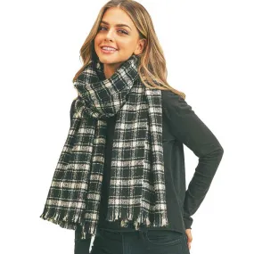 Plaid Check Lurex Oblong Scarf