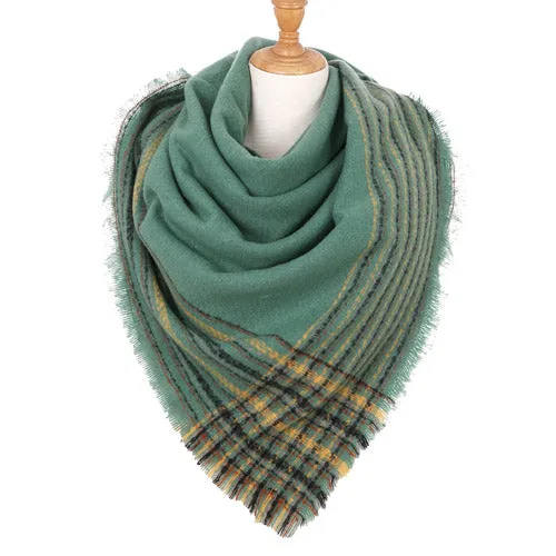 Plaid Liner Square Blanket Scarf Shawl