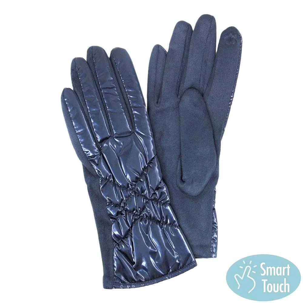 Puffer Padded Quilted Shiny Smart Gloves