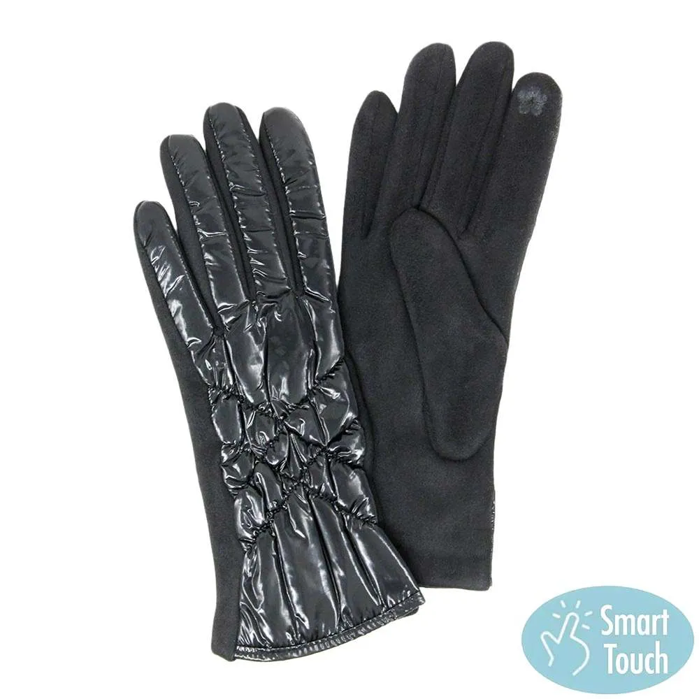 Puffer Padded Quilted Shiny Smart Gloves