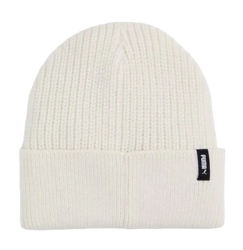 Puma ribbed beanie hat with metallic logo 024874-02 white. One size