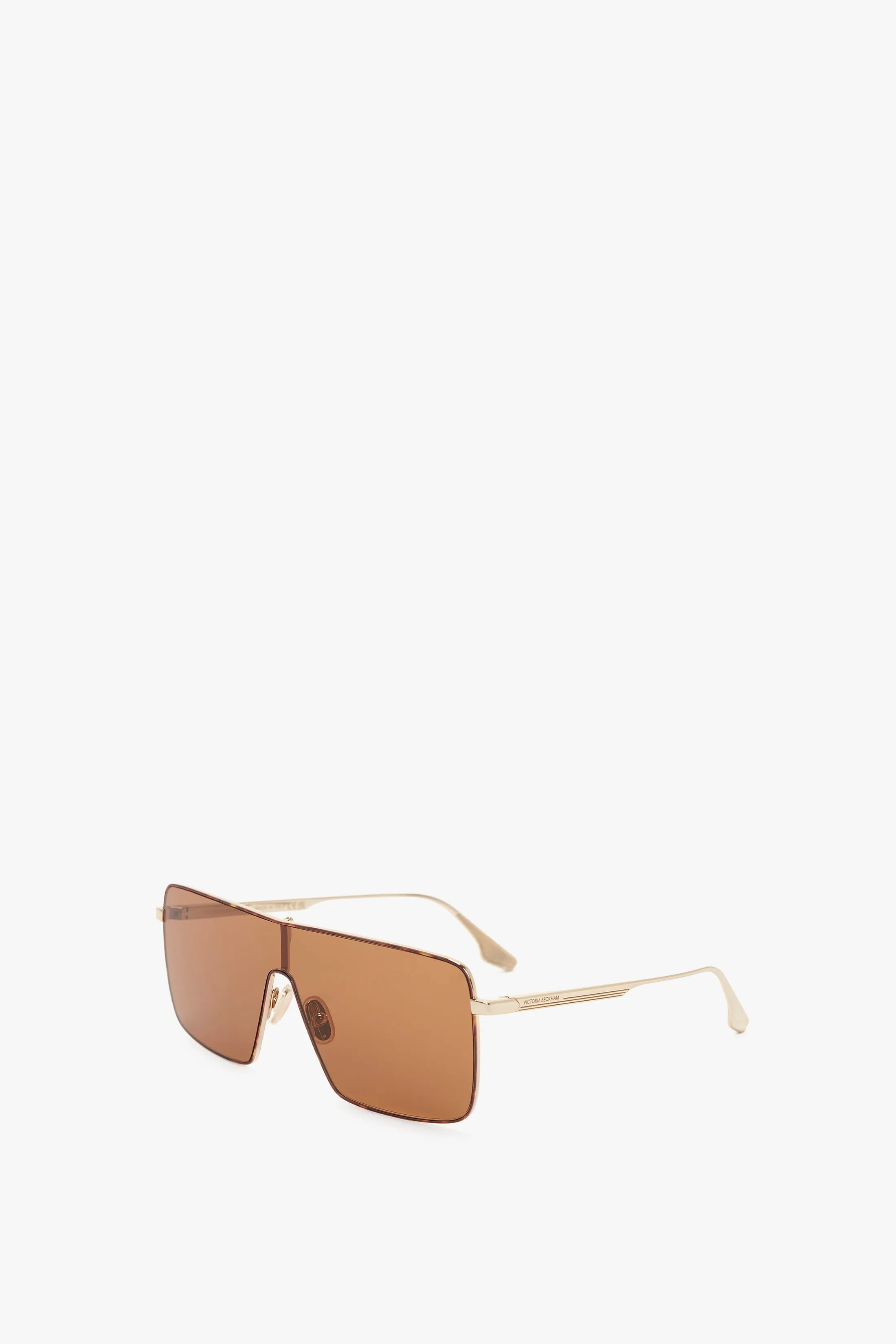 Rectangular Visor Gold-Framed Sunglasses