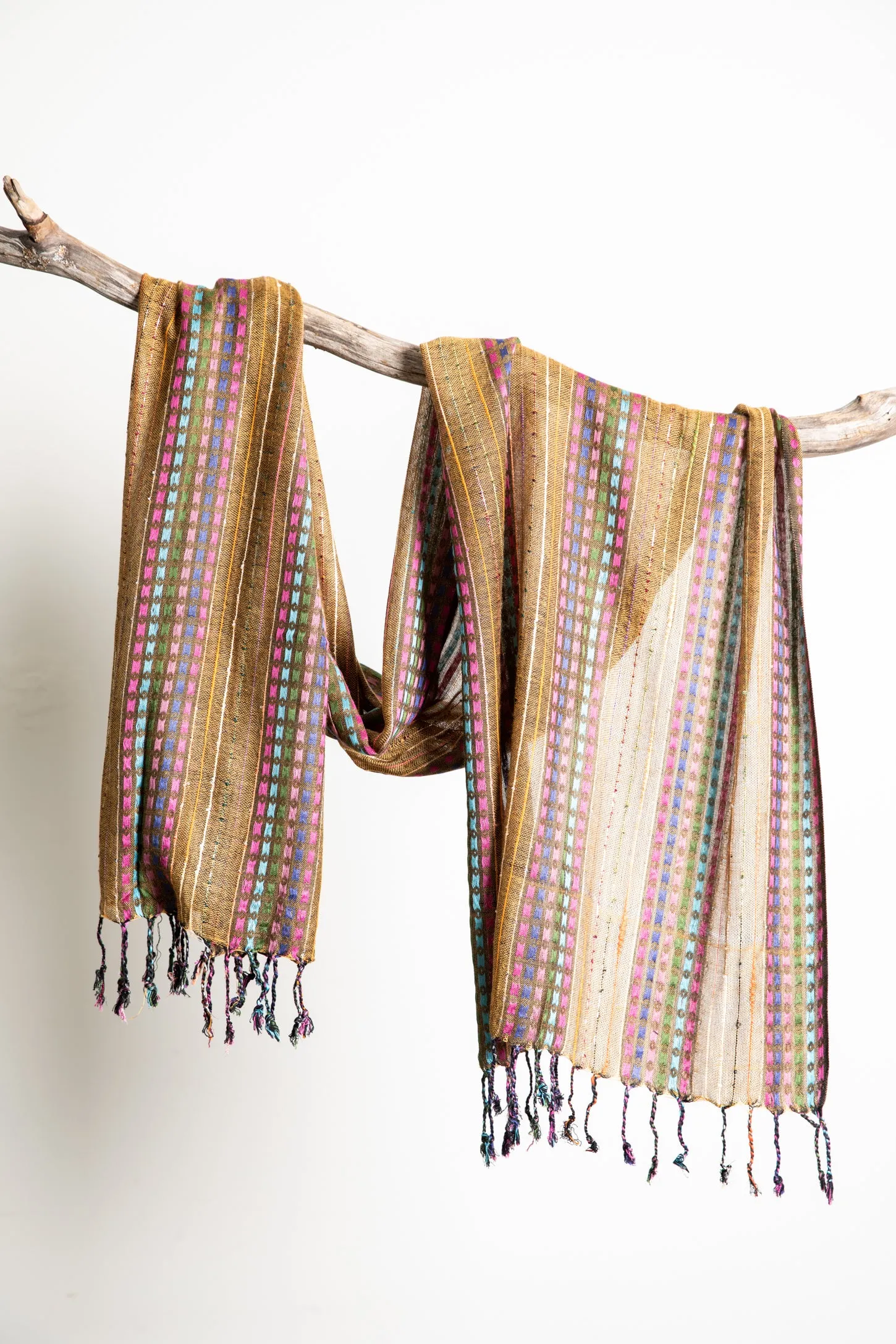 Retro Dot Stripe Fringe Scarf