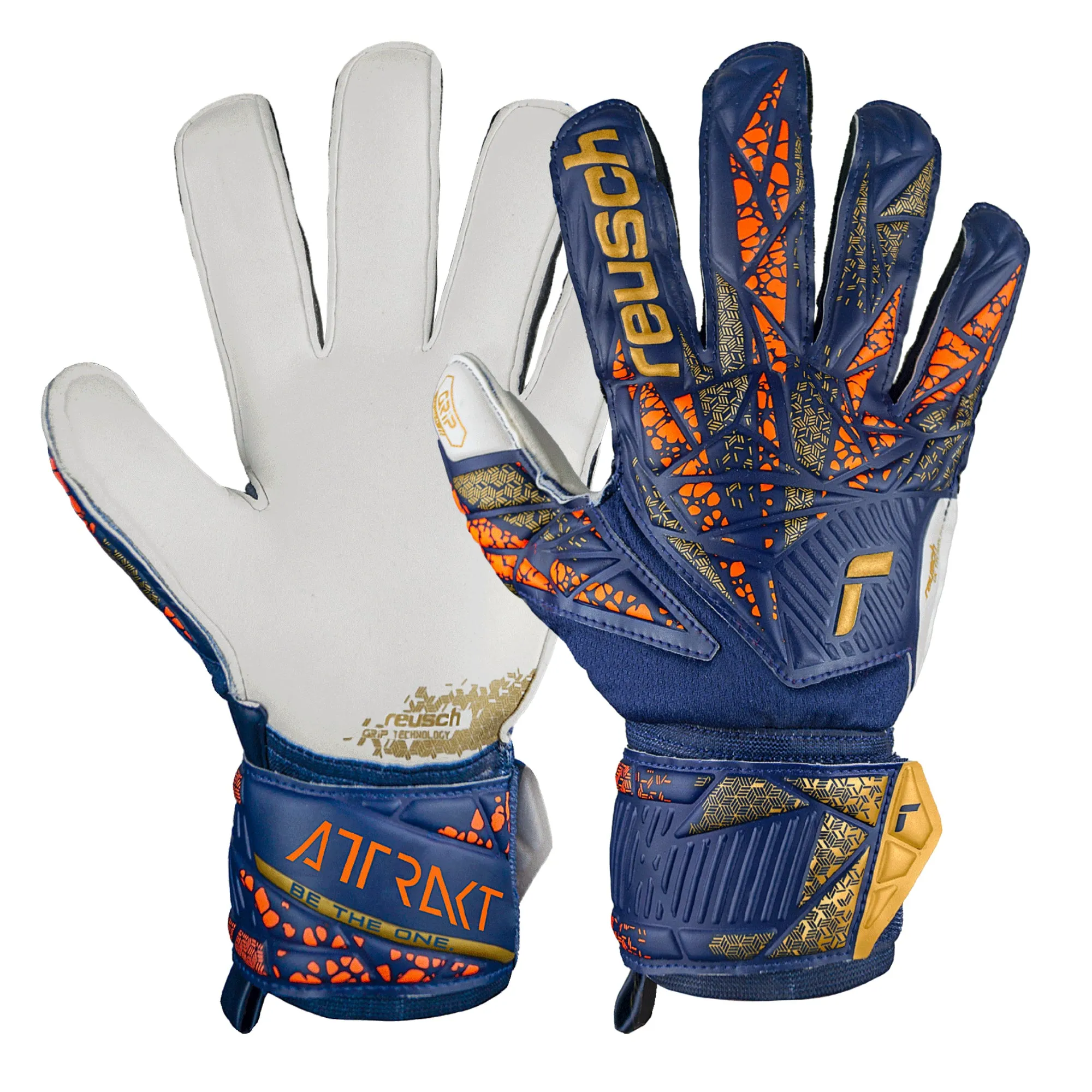 Reusch Men's Attrakt Grip Goalkeeper Gloves Premium Blue/Gold