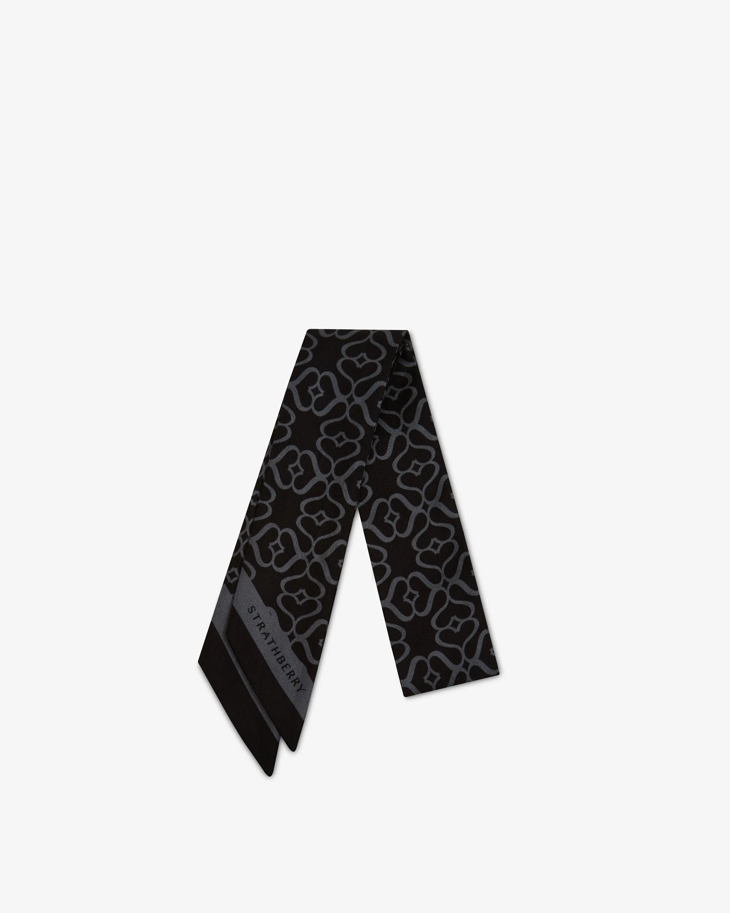 Silk Skinny Scarf - Monogram Black/Grey