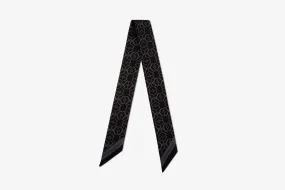 Silk Skinny Scarf - Monogram Black/Grey