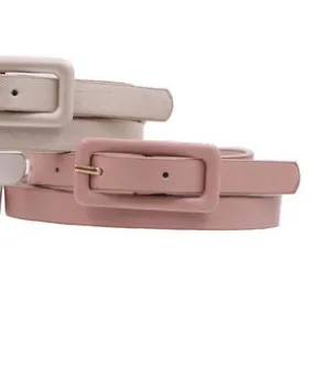 Skinny Belt Rectangle Buc - Blush - ONE SIZE