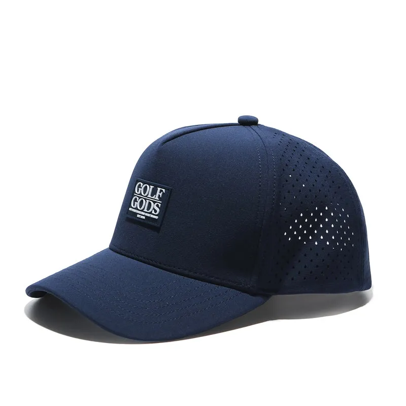 TOUR PRO Clubhouse Patch Golf Hat in Navy Blue with Curved Brim