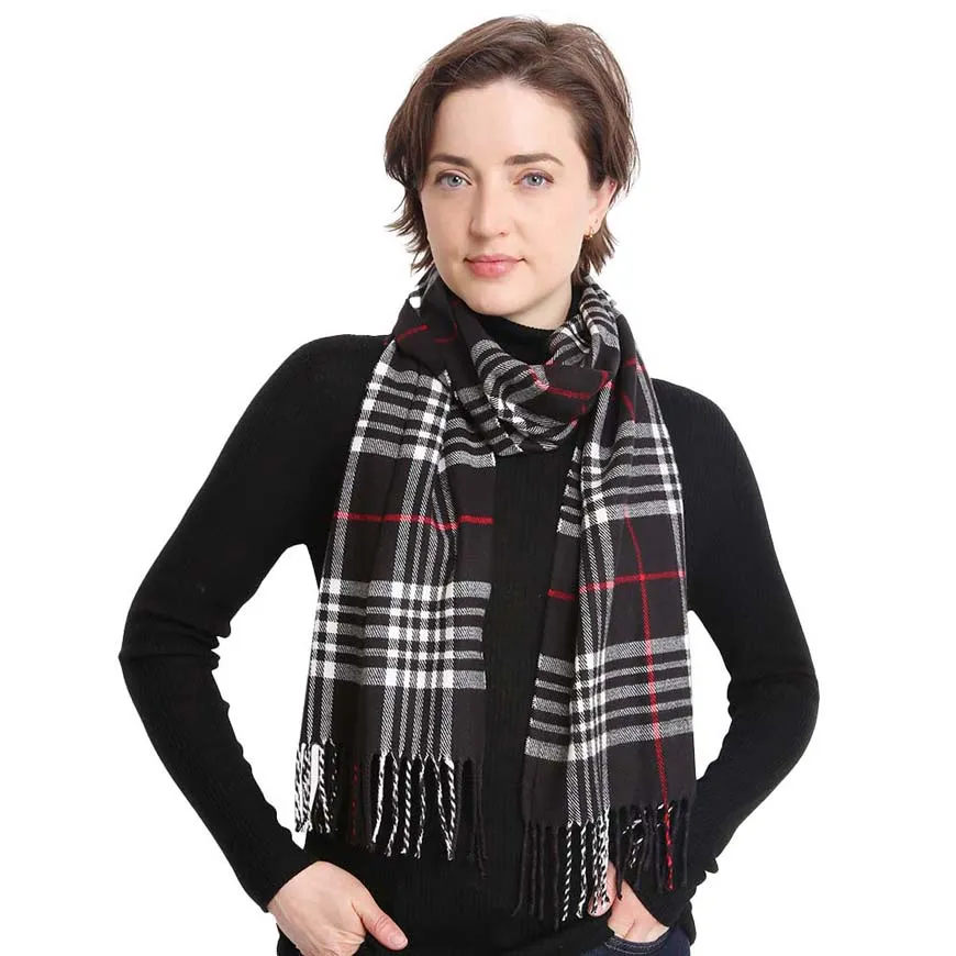 Trendy Plaid Check Patterned Oblong Scarf