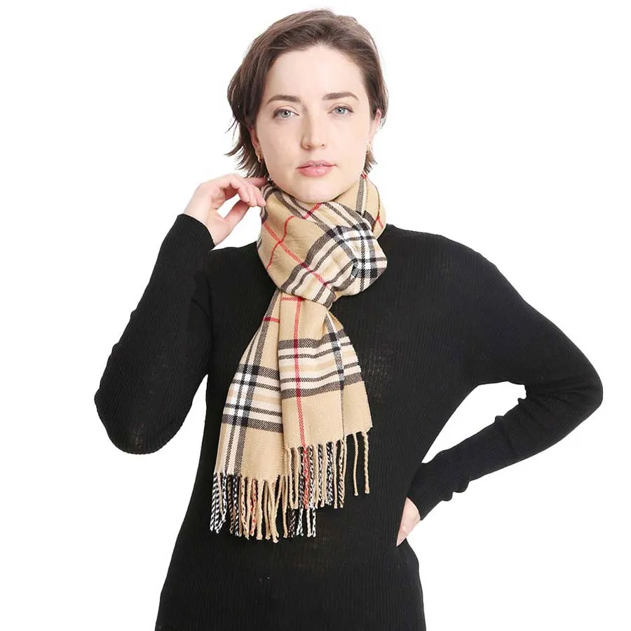 Trendy Plaid Check Patterned Oblong Scarf