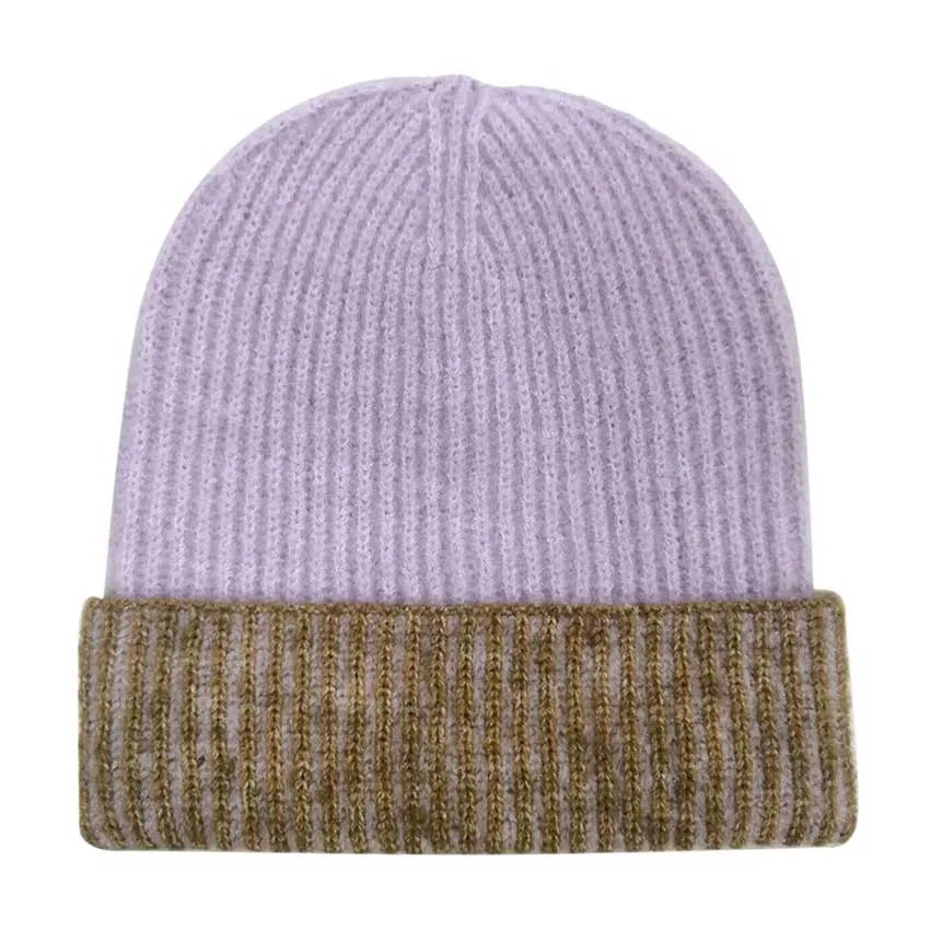 Two Tone Cuff Beanie Hat