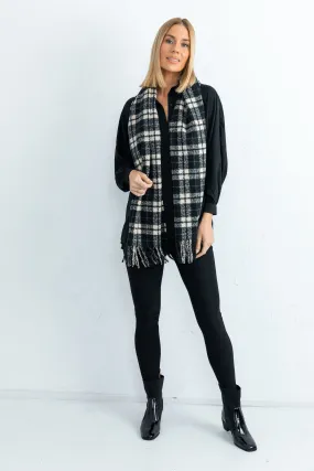 Welsh Check Scarf (Black   White Tartan Check)