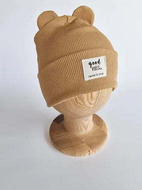 Winter bear beanie folded mustard