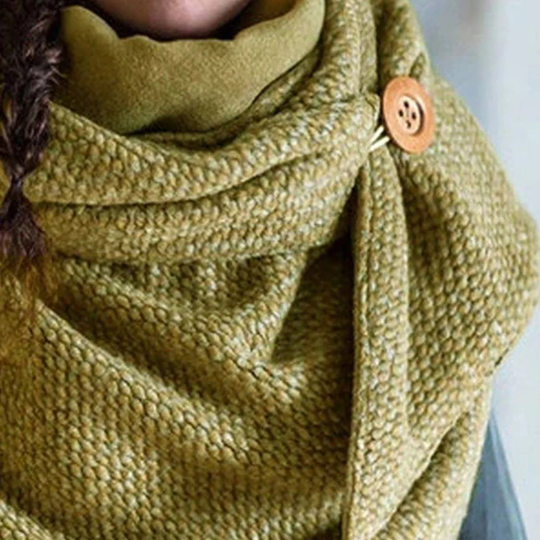 Winter Scarf For Women Fashion Solid Dot Printing Button Soft Wrap Casual Shawl