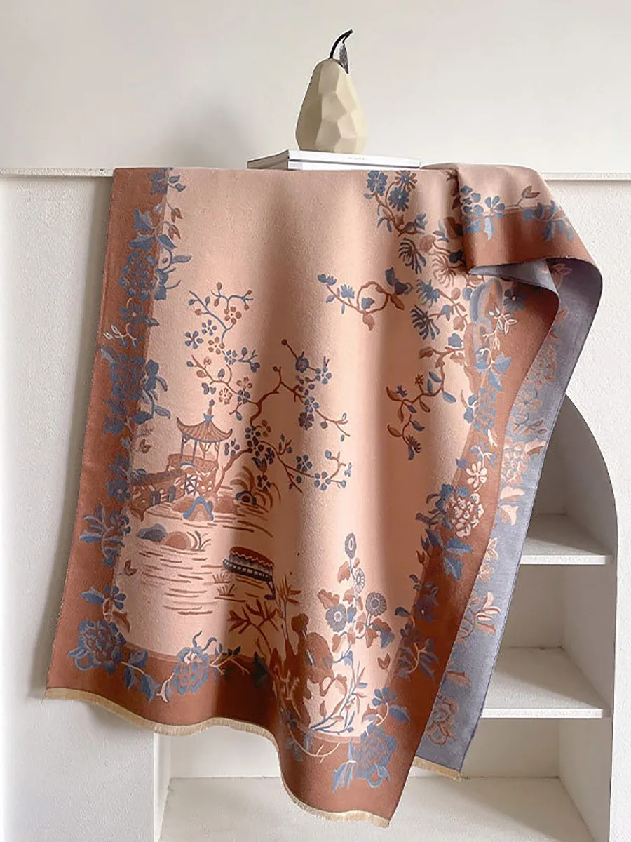 Women Winter Elegant Print Flower Scarf Shawl