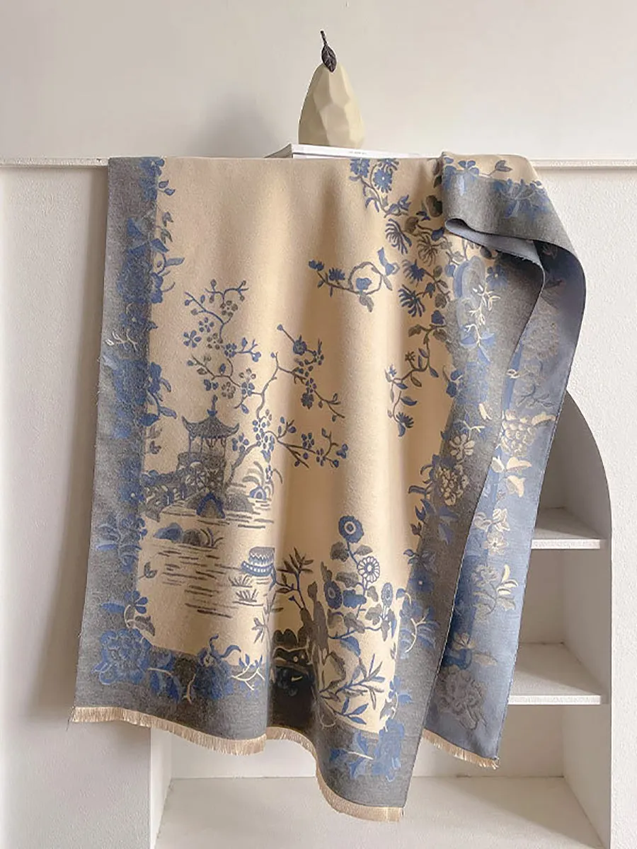 Women Winter Elegant Print Flower Scarf Shawl